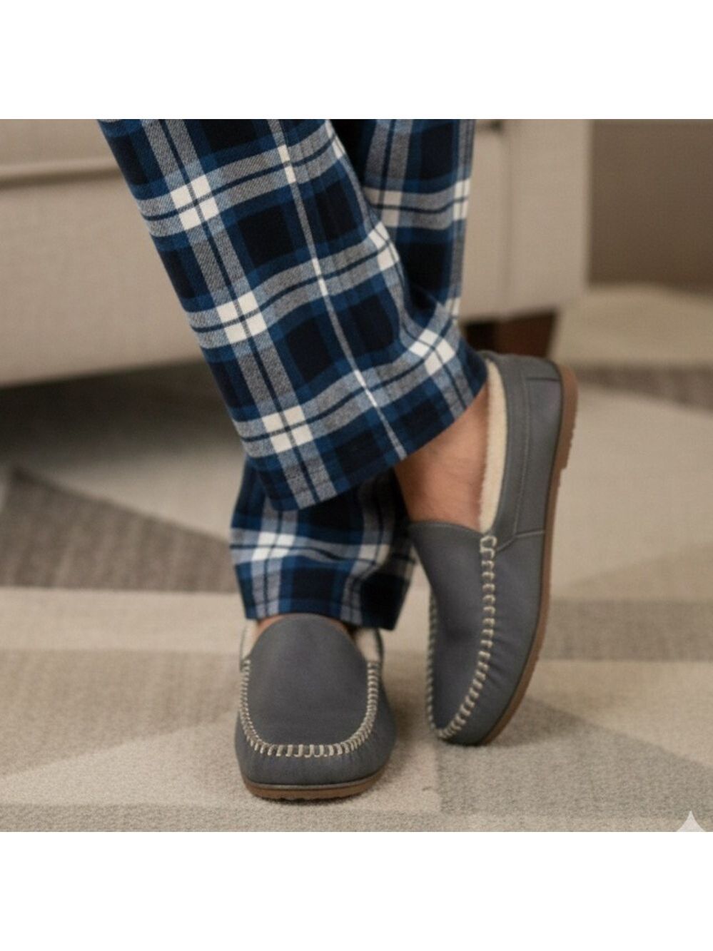 Haggar Gray Memory Foam Slippers
